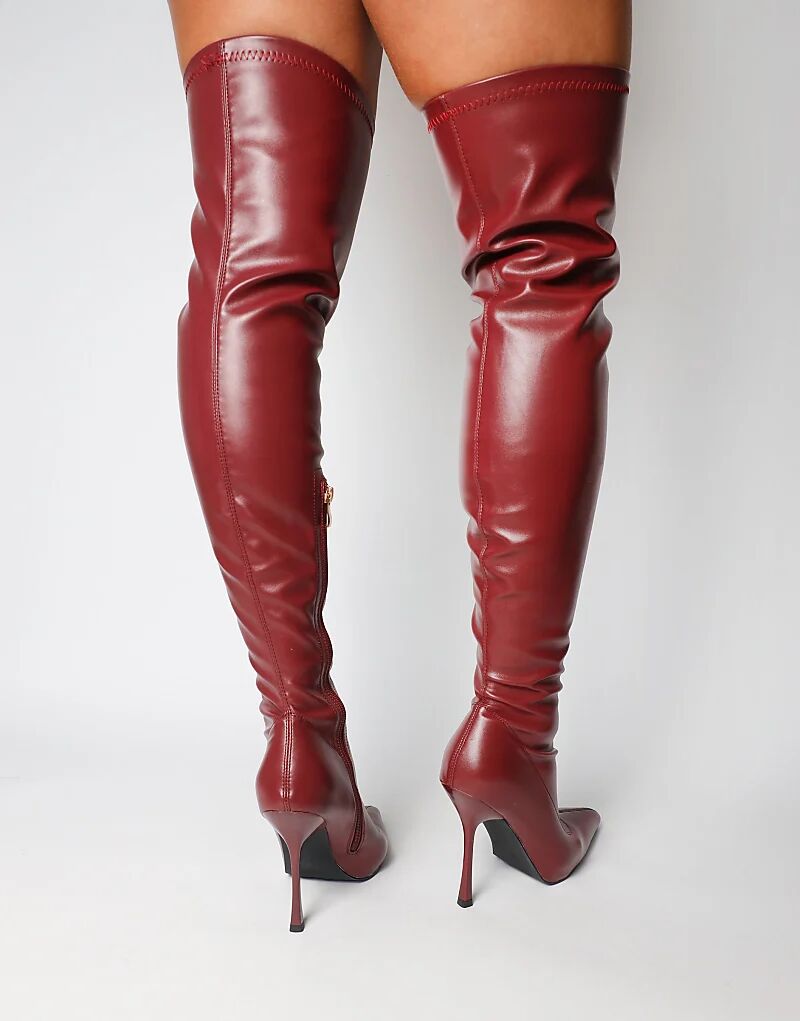 Сапоги выше колена SIMMI Shoes Hades бордового цвета — фото 4