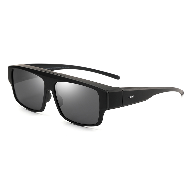 

Jeep Пластиковые квадратные солнцезащитные очки, JEEPR7097-M5-Matte Black Frame with Gray Lens