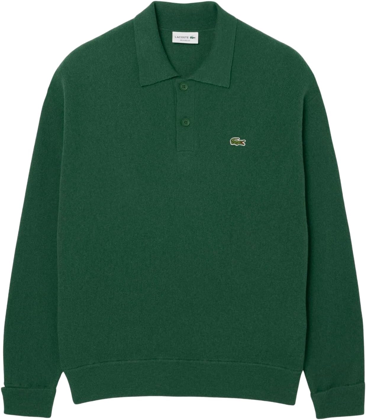 Свитер-поло Lacoste, мужской, кардной шерсти, зеленый — фото 4