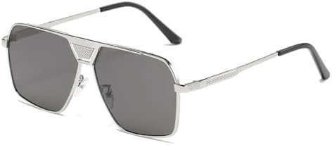 

Прямоугольные солнцезащитные очки, модные для женщин, винтажные квадратные металлические солнцезащитные очки для улицы, защита от УФ-излучения UV400 MTZJH, Silver Grey