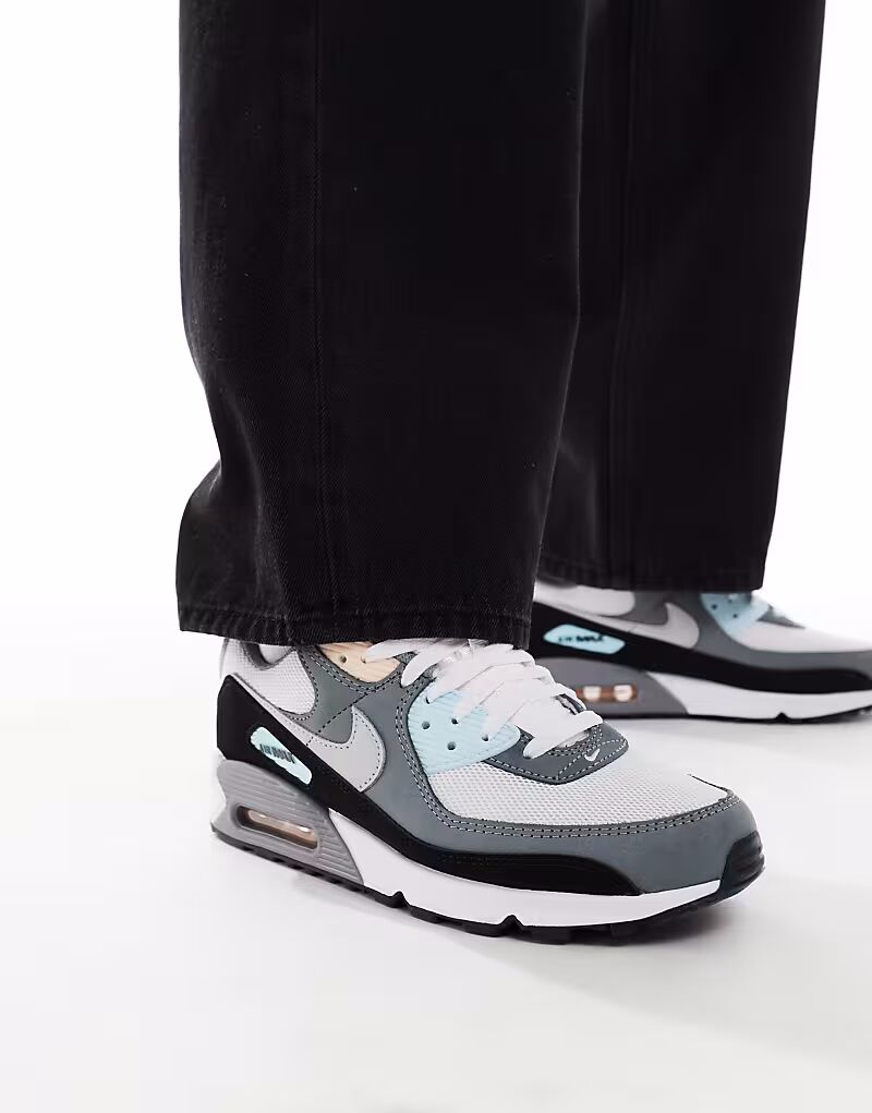 Кроссовки Nike Air Max 90 синего и кораллового цветов — фото 3