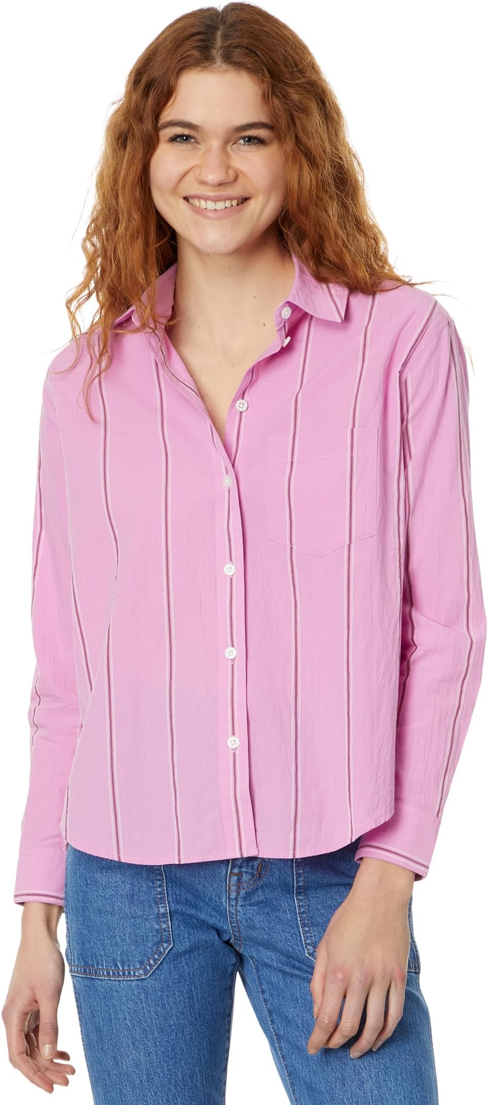 

Рубашка Madewell Signature Poplin Oversized Boyshirt in Stripe, цвет Light Petunia