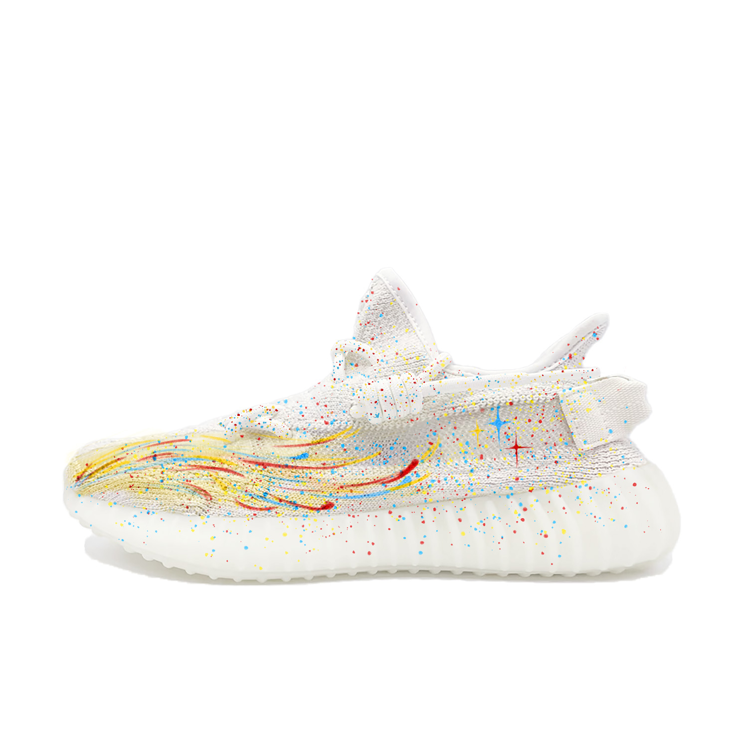 Adidas Originals Кроссовки Yeezy Boost 350 V2 Multicolor Party, износостойкие, повседневные, унисекс, белые