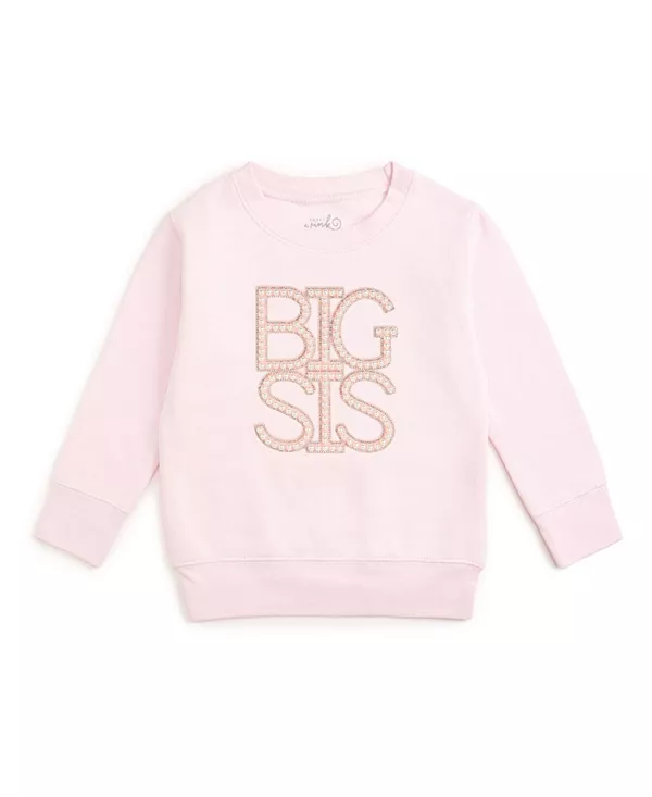 

Детская толстовка для старшей сестры с нашивкой из искусственного жемчуга - для малышей и взрослых. Sweet Wink, розовый