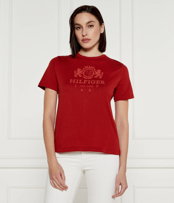 

Футболка женская Tommy Hilfiger хлопковая с рисунком, красный