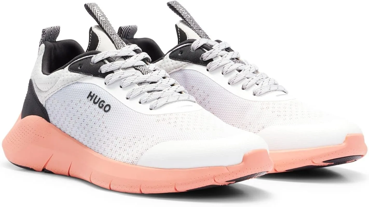 Мужские кроссовки HUGO Wayne Runn Super Lightweight, изготовленные из многослойной сетки и микрофибры, серый — фото 3