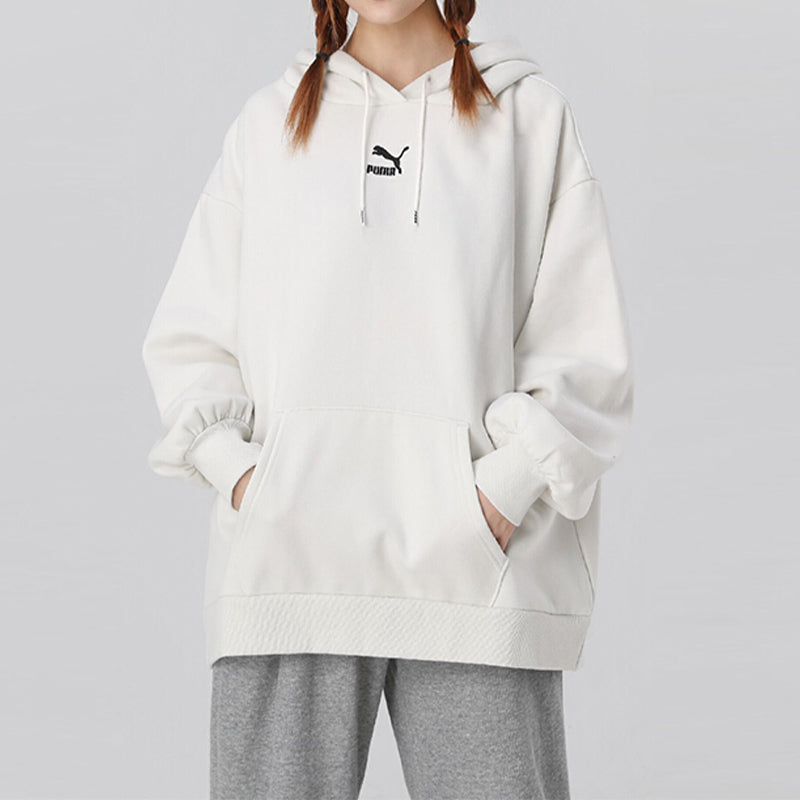 Толстовка (WMNS) PUMA Classics Oversized logo Printing Plus Fleece Keep Warm Hoodie Grey 530280-05 — фото 3