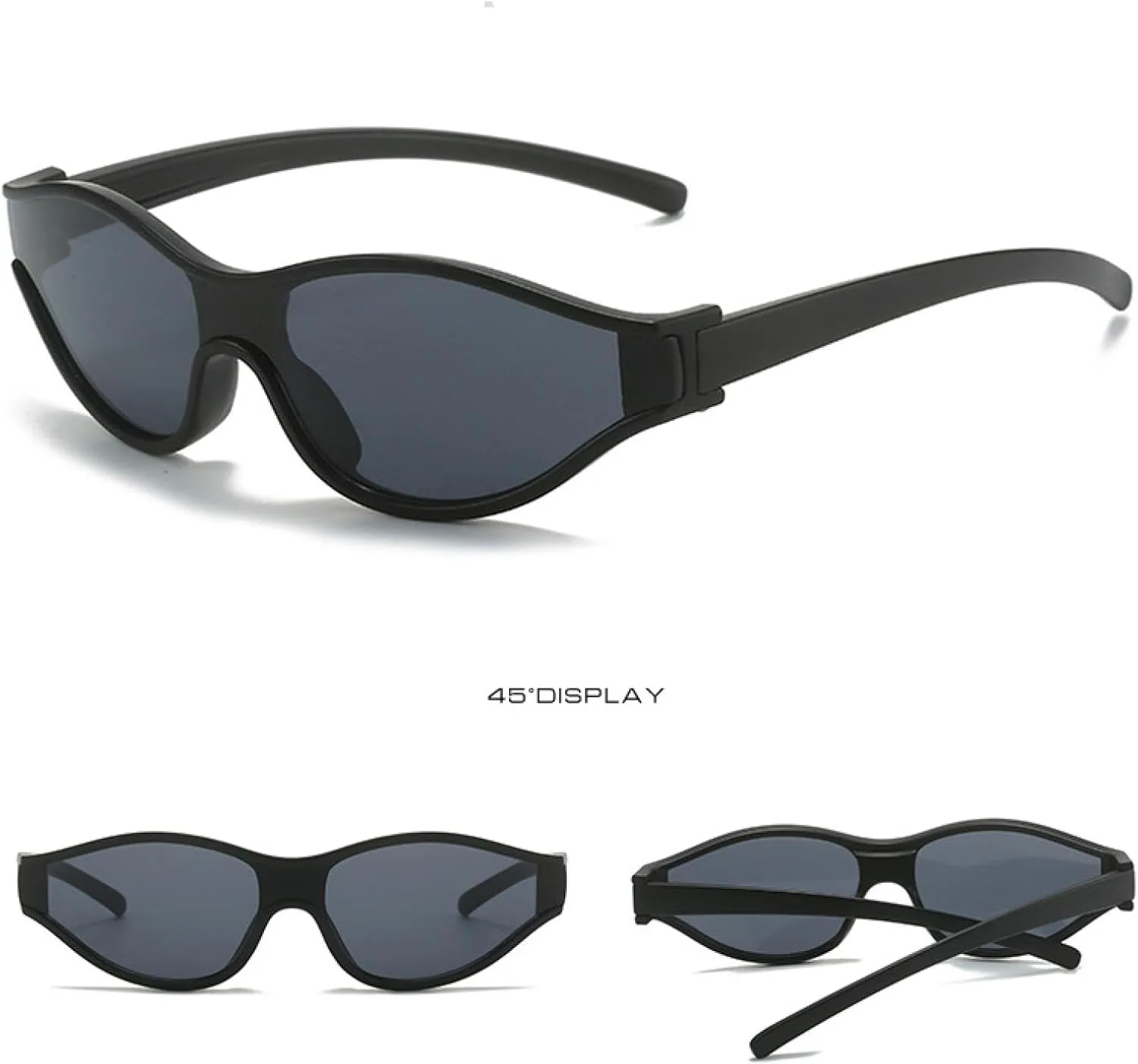 

Спортивные очки в винтажном панк-стиле, очки для вождения, мужские солнцезащитные очки для женщин, винтажные очки с защитой от УФ-излучения UV400 TKKTLLT, Black Gray