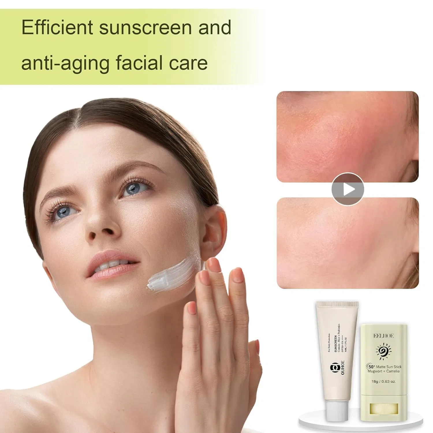 Набор солнцезащитных средств: стик и крем для лица SPF50+ Hanggon — фото 4