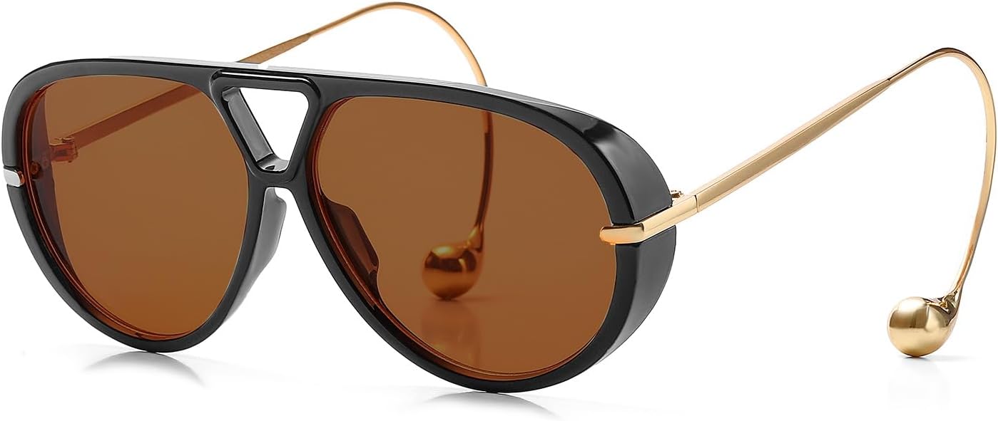 

Большие солнцезащитные очки-авиаторы для женщин, модные солнцезащитные очки в крупной оправе, дизайнерские женские очки 2025 года (A2-черная оправа, коричневые линзы) Kenailw, A2-black Frame Brown Lens