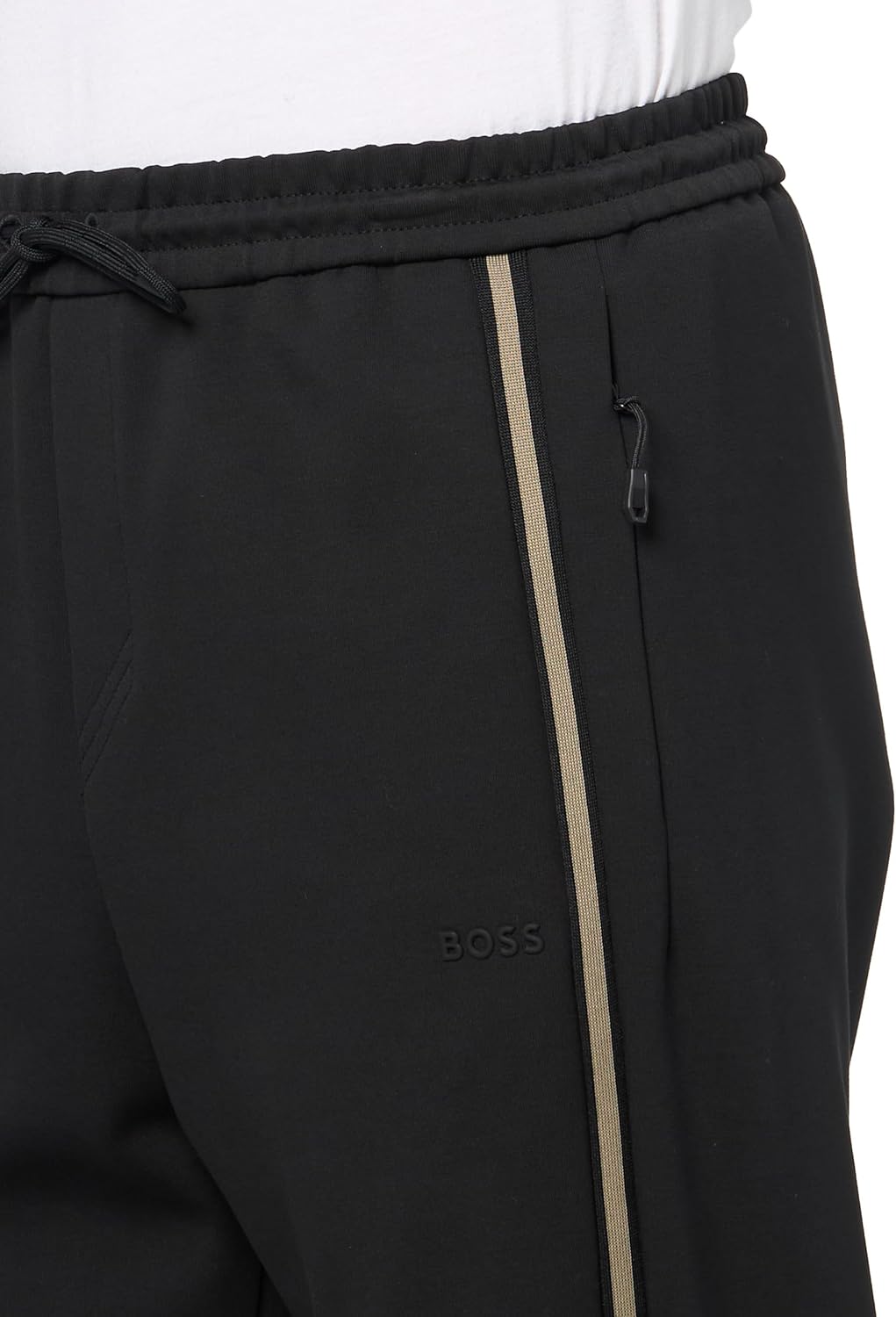 BOSS Мужские тоновые хлопковые спортивные штаны Regular Fit, Black Olive — фото 3