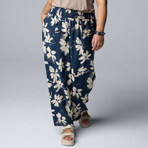 

Просторные брюки для путешествий больших размеров Simply Vera Vera Wang, цвет navy faded dye floral