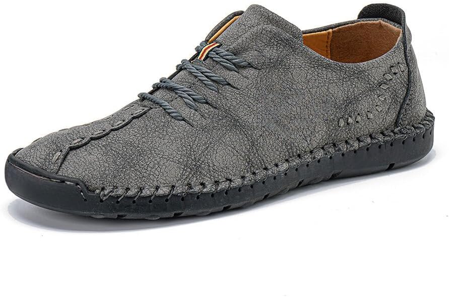 

Мужские повседневные лоферы Hhhchpm из кожи, ручной работы, оксфорды, удобная обувь для ходьбы, ботинки для работы, офисная обувь, серый