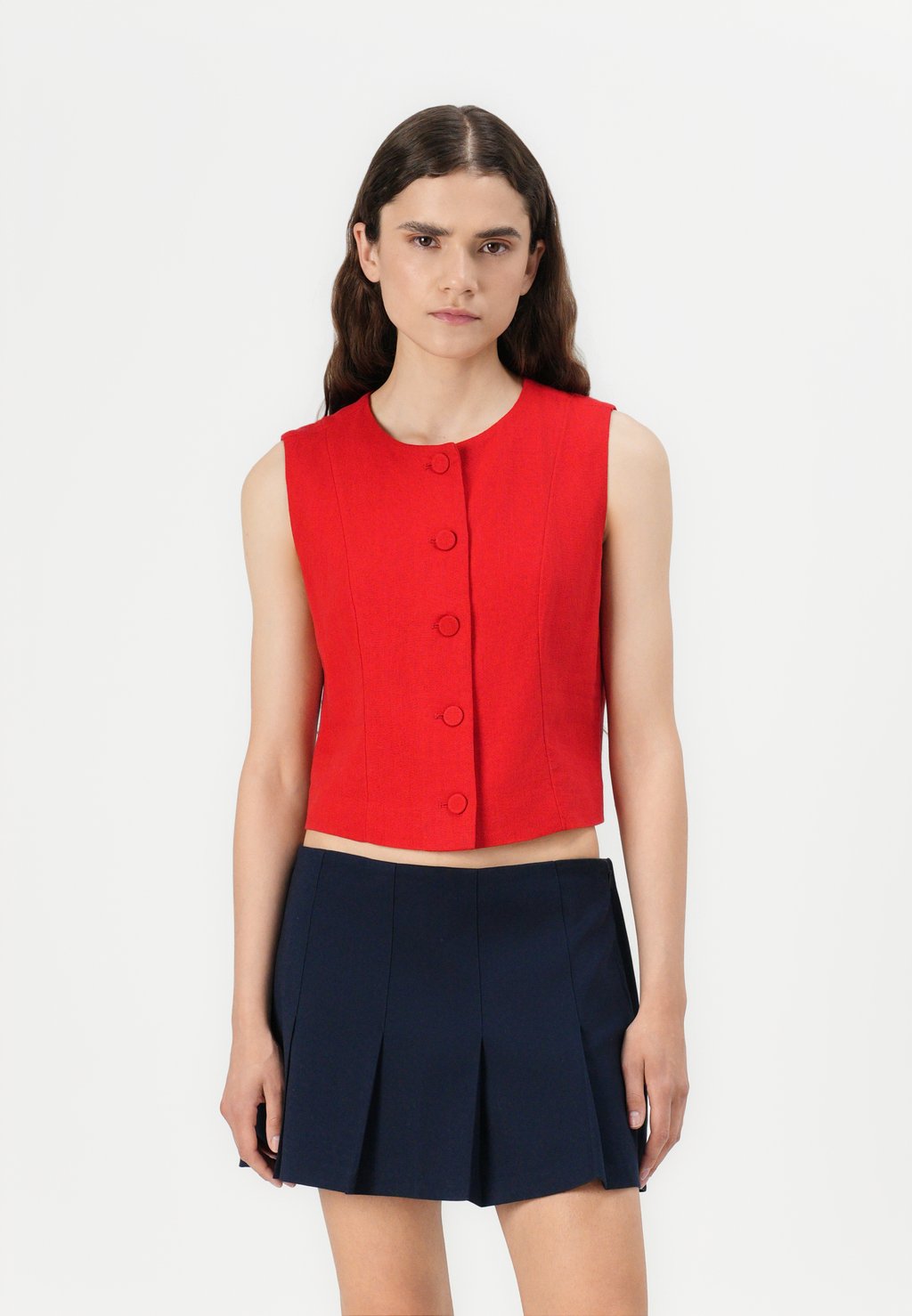 

Топ CAP SLEEVE TAILORED VEST - Blouse Abercrombie & Fitch, красный