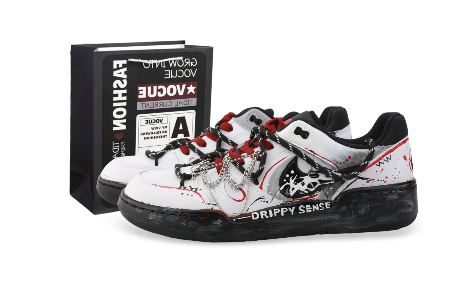 

Nike Кроссовки для скейтбординга Full Force Drippy Ninja, износостойкие, низкие, мужские, черные, белые, красные