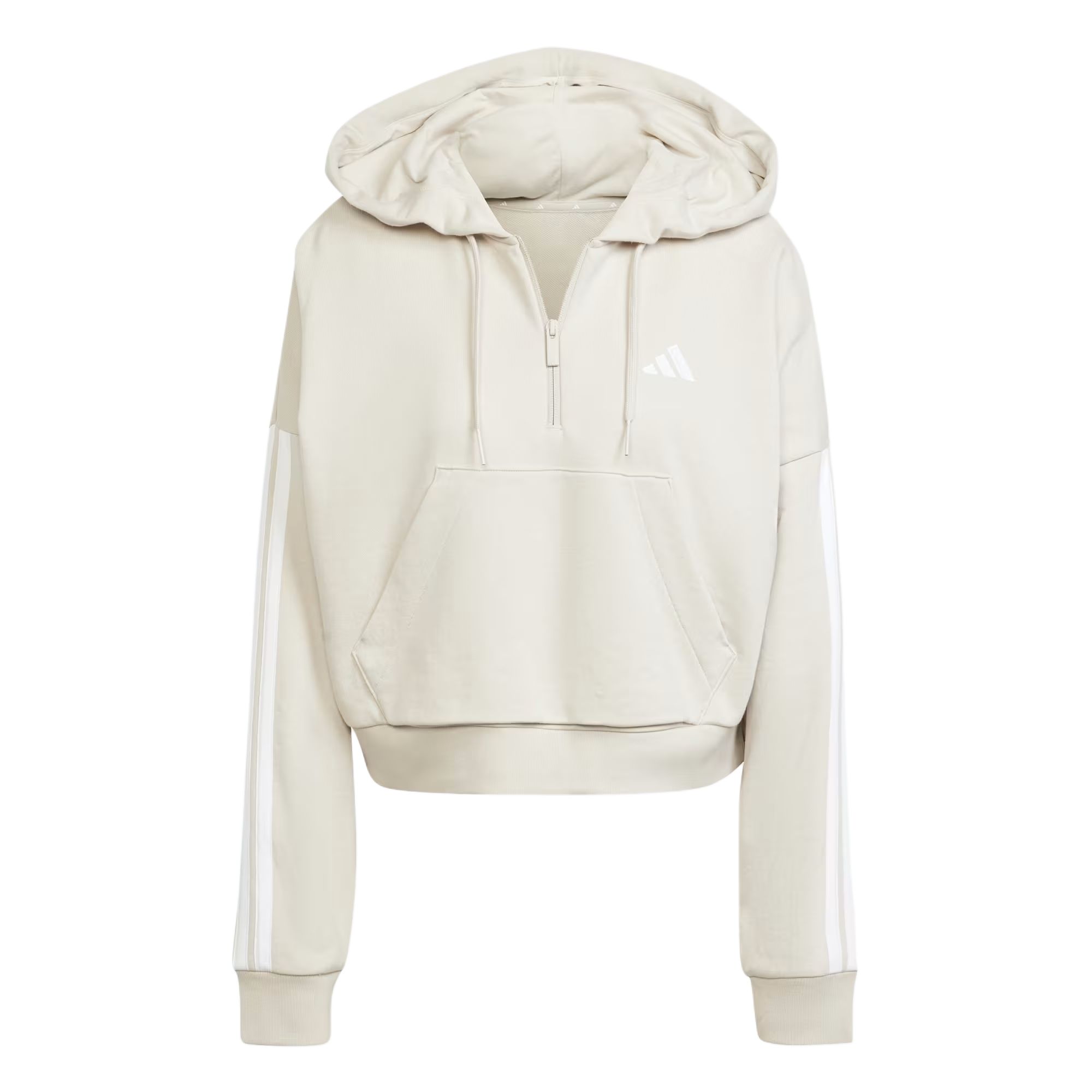 Adidas Essentials 3 Stripes French Terry Quarter Zip Hoodie Wonder Alumina/White — фото 2