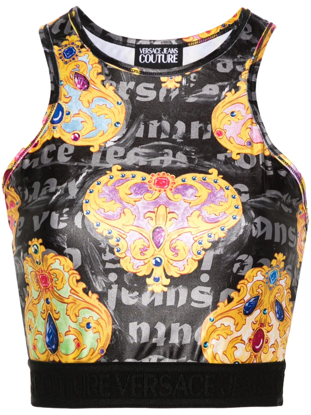 

Укороченный топ с принтом Versace Jeans Couture, черный