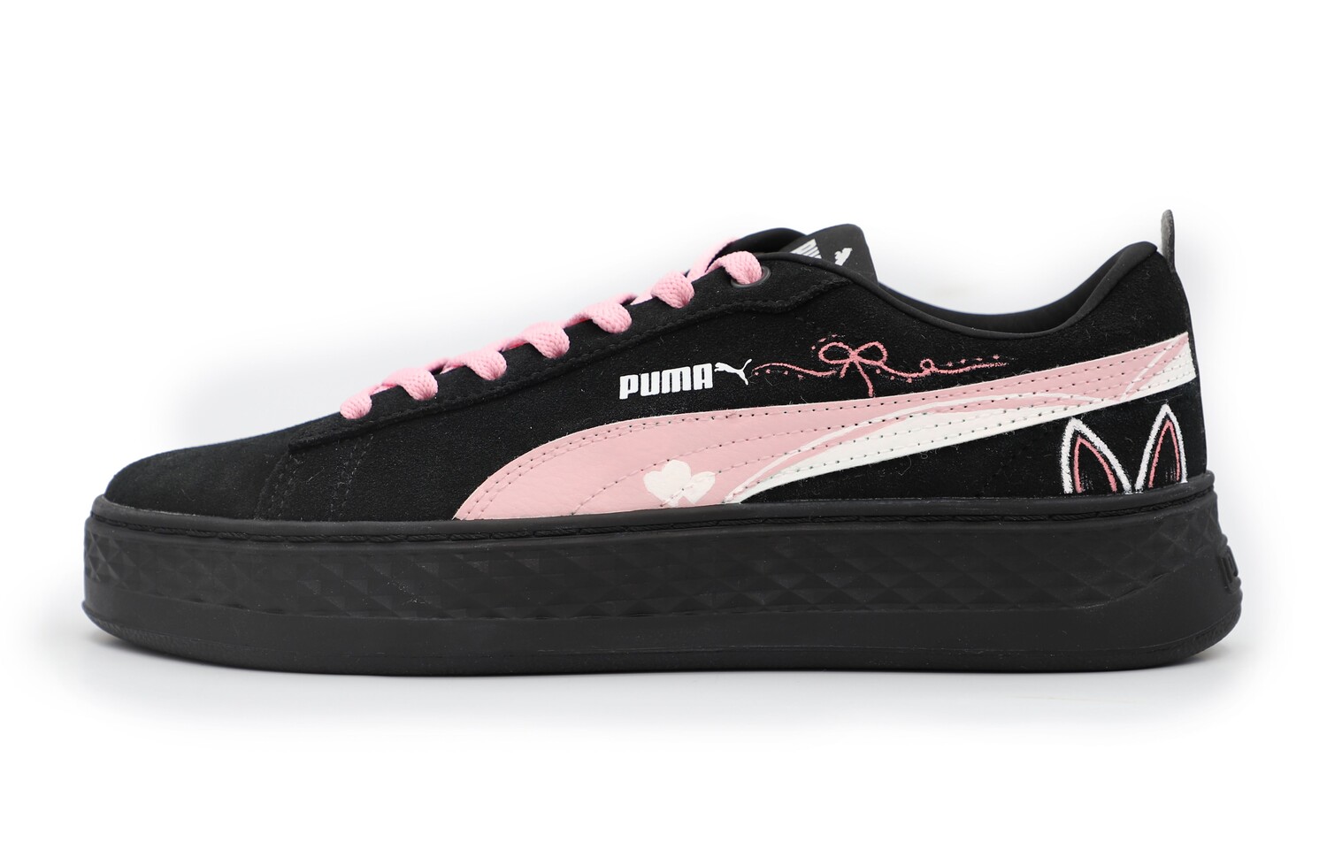 

Кроссовки Puma Smash Platform Skateboarding Shoes Women's Low-top Black/pink, черный/розовый