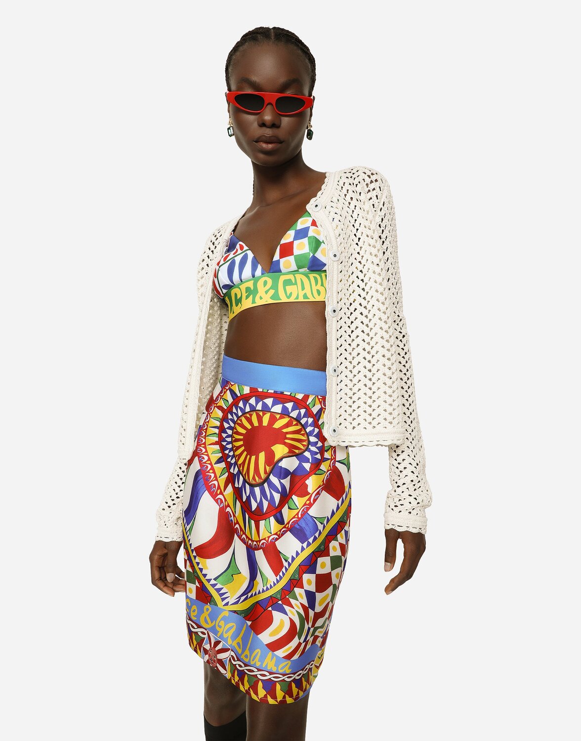 Короткая вязаная крючком куртка Dolce & Gabbana, белый — фото 4