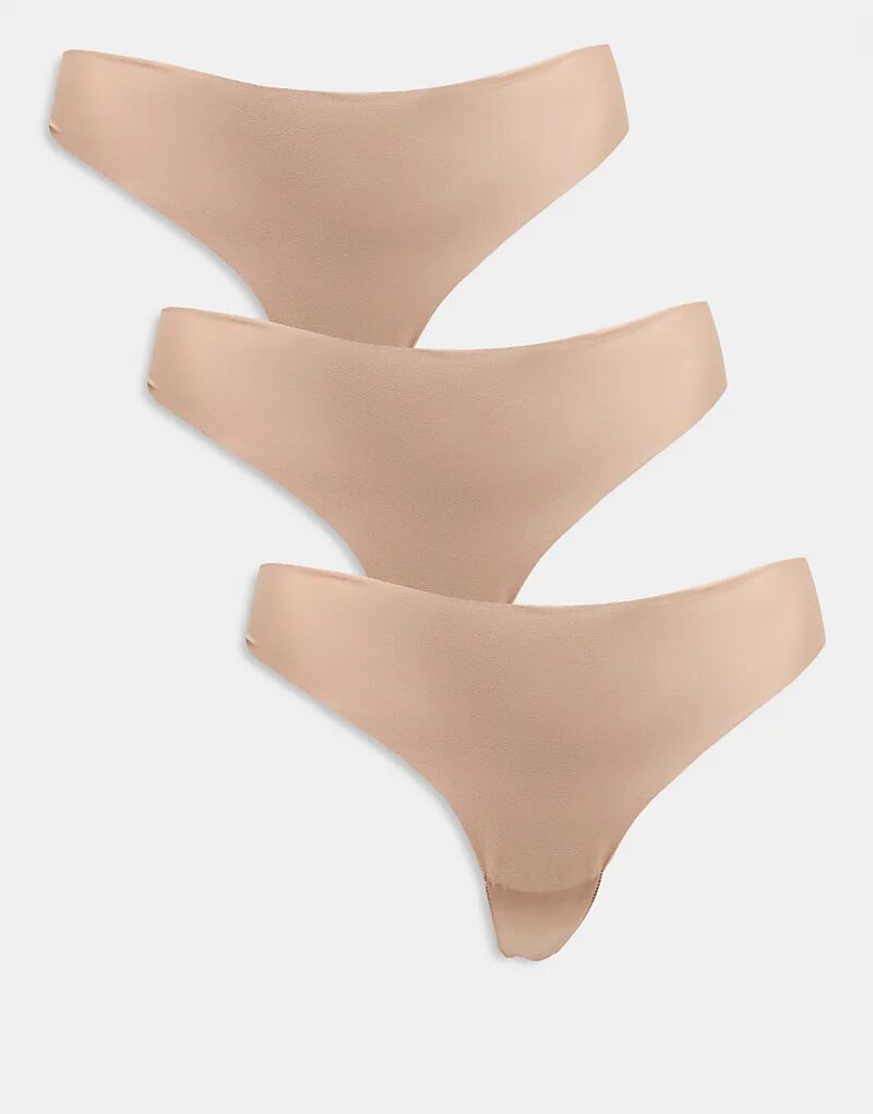 

Набор из 3 трусиков-стрингов Curve без VPL ASOS DESIGN бежевого цвета Asos Curve