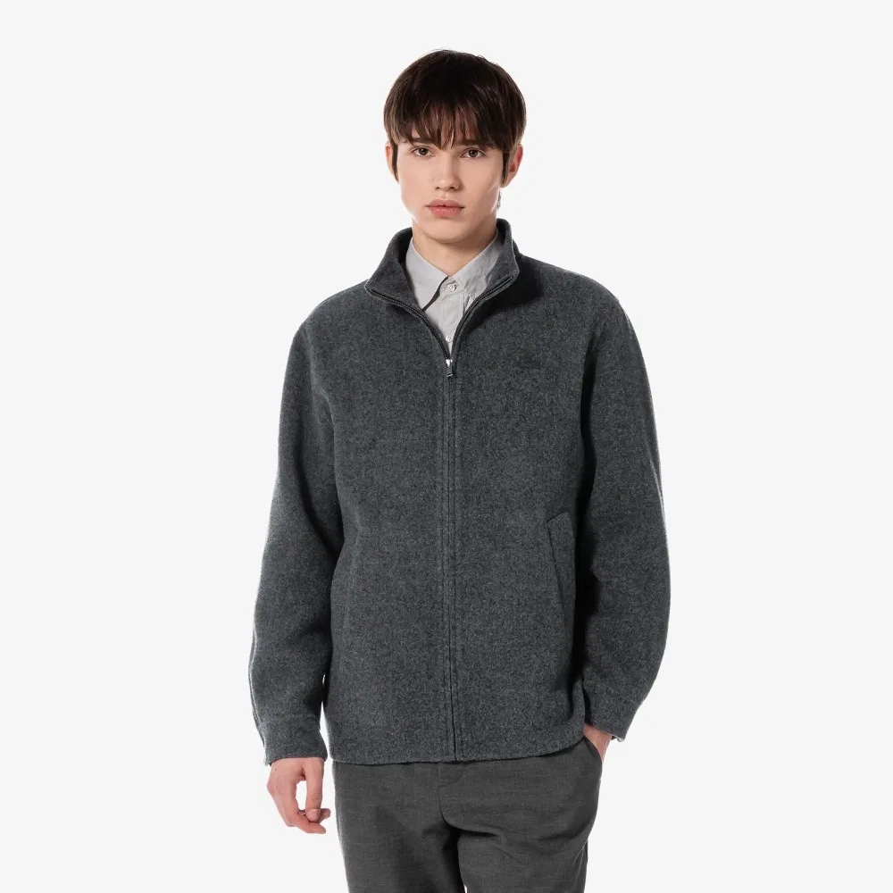 Мужская шерстяная куртка с высоким воротником серая от Lacoste — фото 4