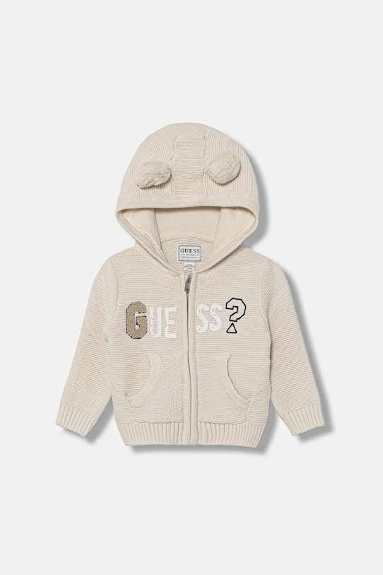 

Детский хлопковый кардиган Guess, бежевый