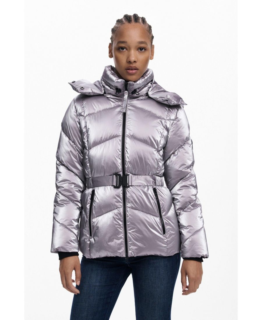 

Женское стеганое пальто с металлическим блеском Desigual, Pink