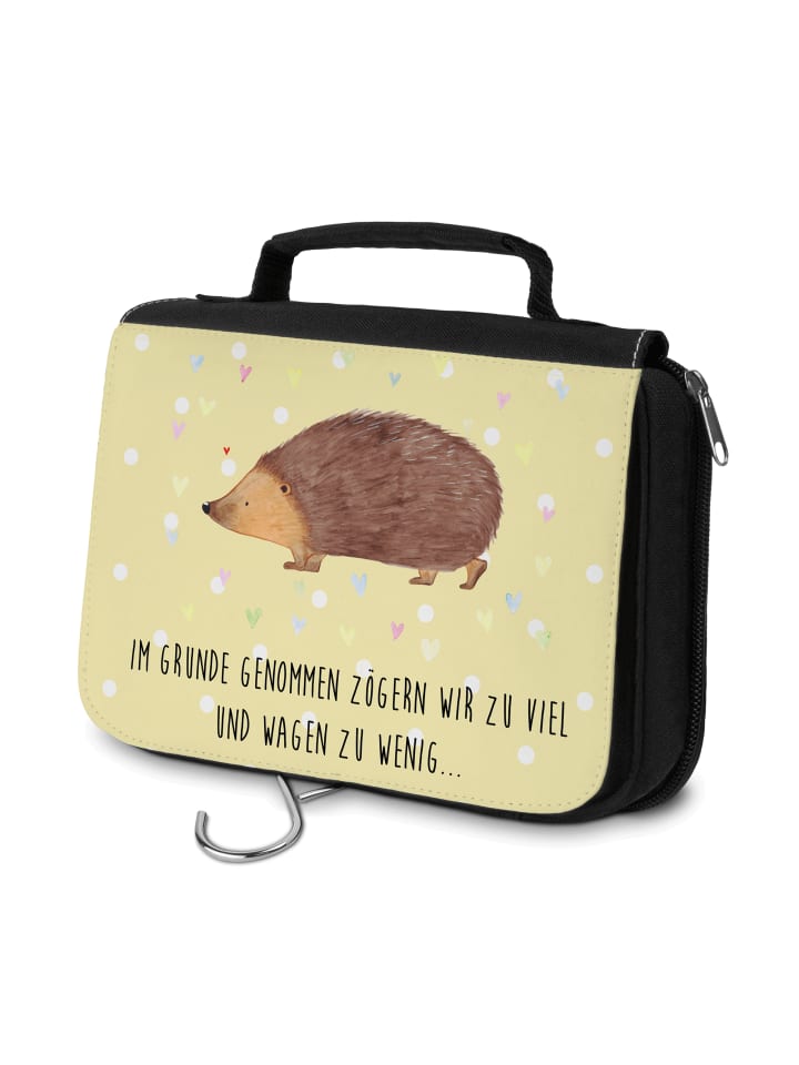 

Mr. & Mrs. Panda Косметичка с ежиками в форме сердечек и надписью, пастельно-желтого цвета