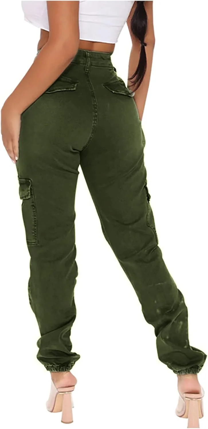 Джинсовые камуфляжные джинсы-леггинсы для женщин High Waist — фото 4