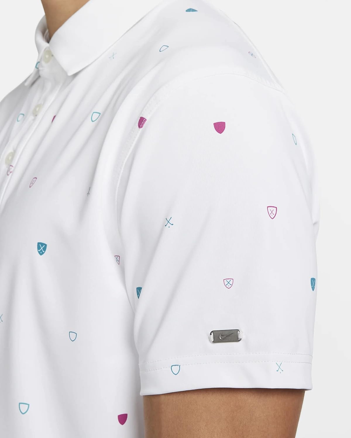 Мужская футболка-поло для гольфа с принтом Nike Dri-FIT Player, White/Brushed Silver — фото 4