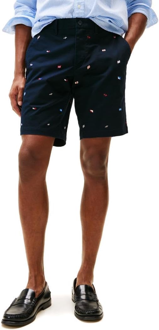 

Мужские повседневные хлопковые шорты Tommy Hilfiger длиной 9 дюймов с эластичным ремешком, также доступны в размерах для больших и высоких женщин., Desert Sky Embroidered