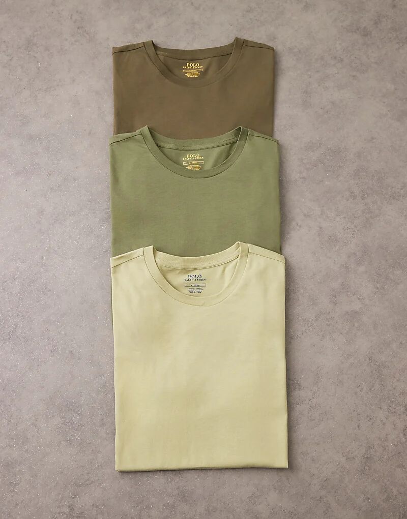 

Комплект из 3 футболок Polo Ralph Lauren с логотипом в зеленом цвете