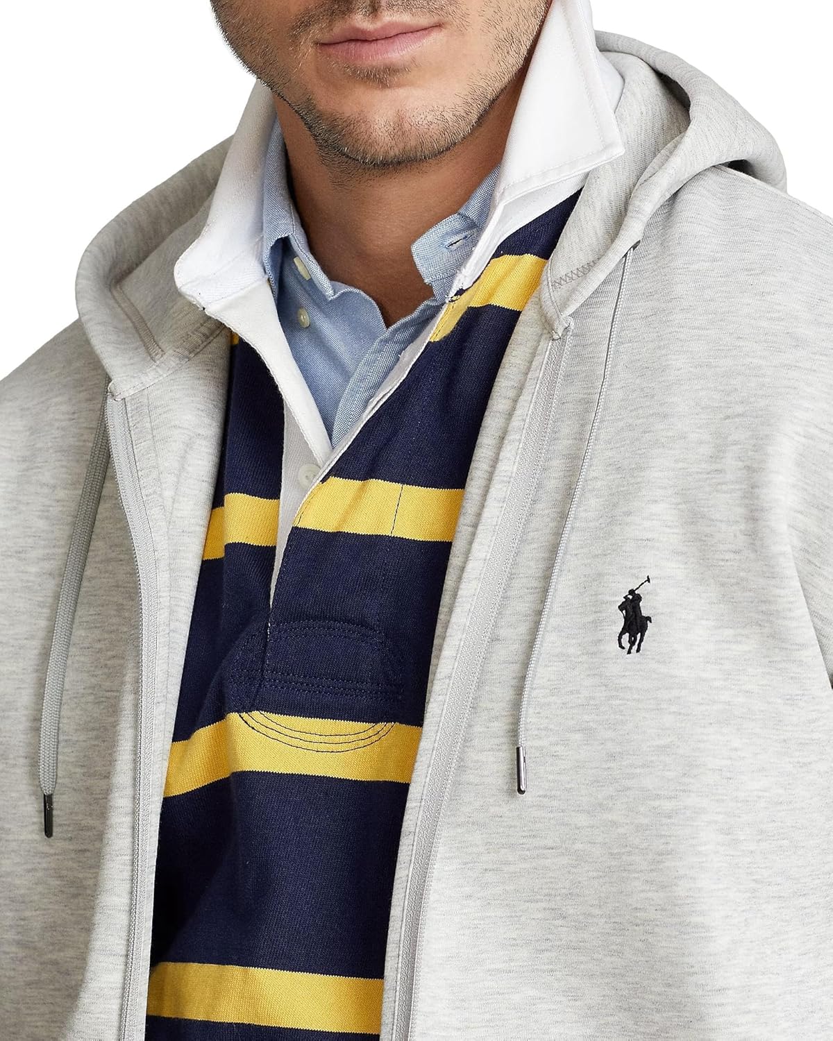 Толстовка с капюшоном на молнии Big&Tall Double Kint POLO RALPH LAUREN, Light Sport Heather — фото 4