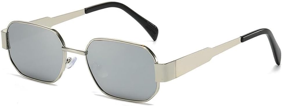 

Ретро-солнцезащитные очки в квадратной металлической оправе с многоугольными линзами, модные прозрачные линзы конфетных цветов, защита от УФ-излучения UV400, мужские солнцезащитные очки в стиле панк LXLHWN, Silver Silver Mirror