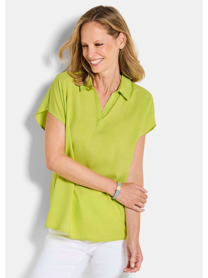 

GOLDNER Размер S: блузка-слип, однотонная блузка с воротником-стойкой светло-зеленого цвета