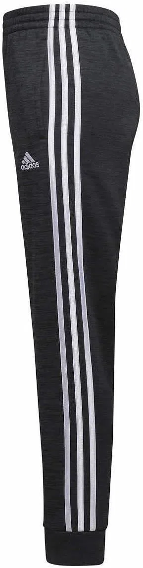 Детские флисовые спортивные брюки Adidas с тремя полосками, Heather Black/White — фото 3
