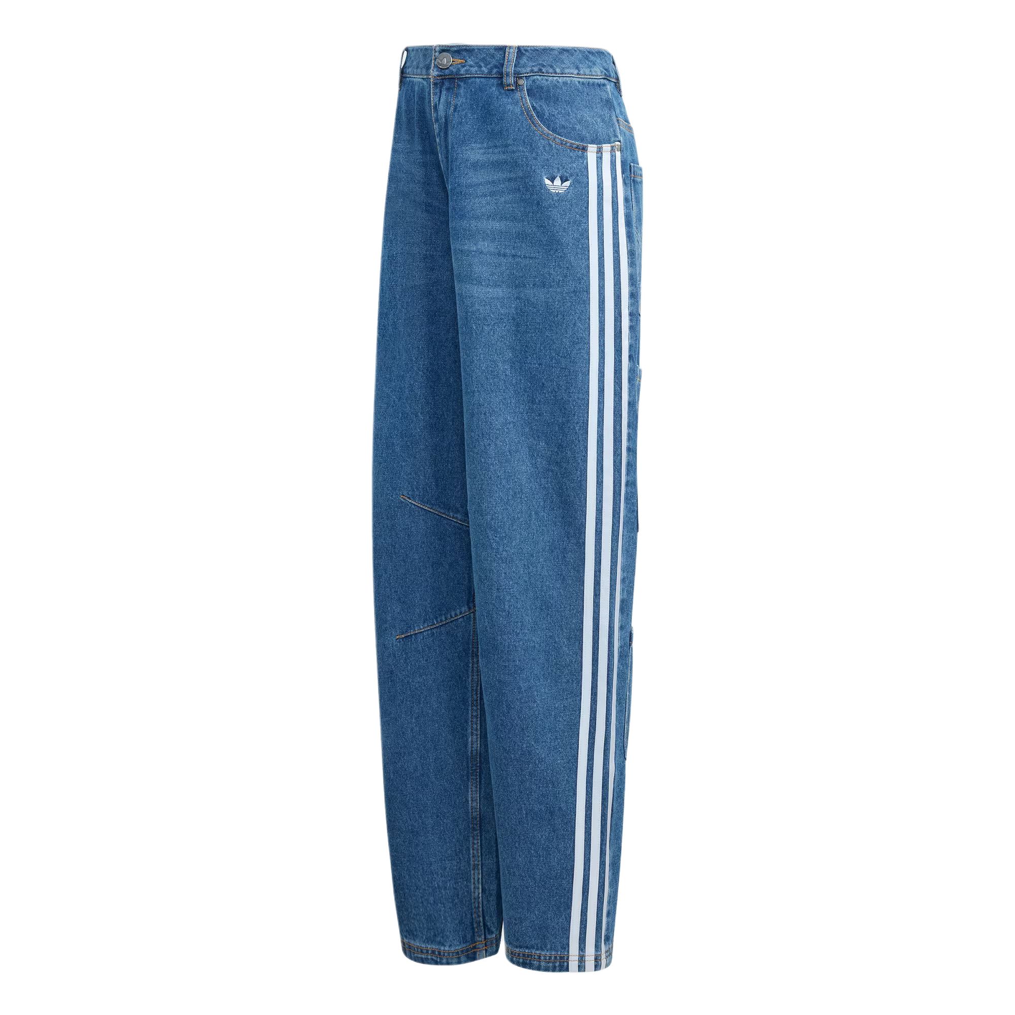 Adidas полосатые джинсы wide leg Adidas Originals, темно-синий — фото 2