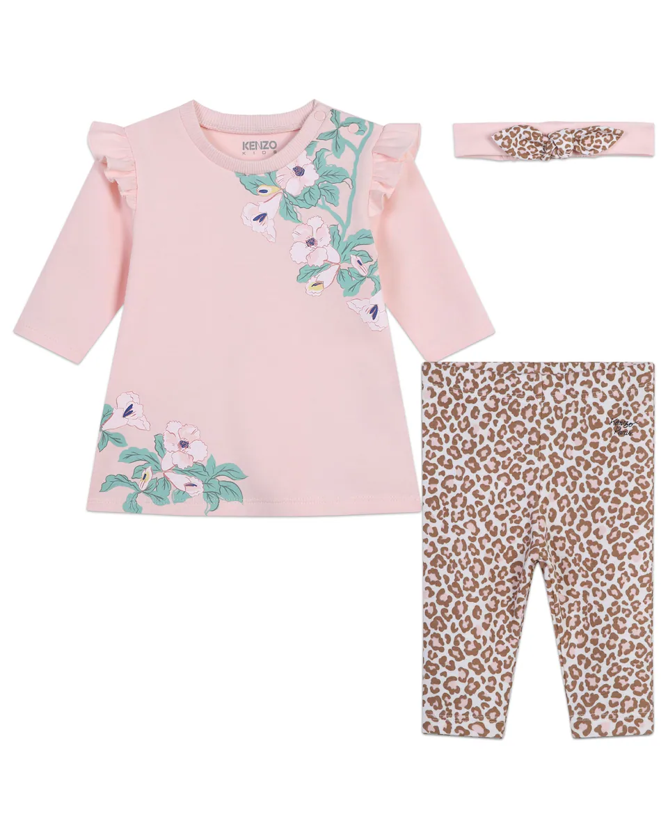 

Розовый комплект для девочки с длинными рукавами Kenzo Kids