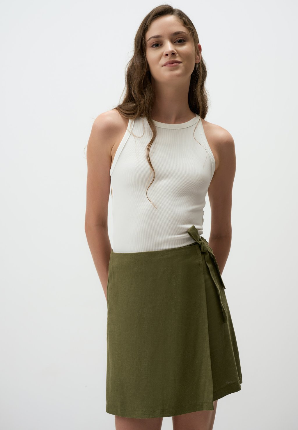 

Юбка А-силуэта WITH HIGH WAIST TIES - Mini skirt Jimmy Key, хаки