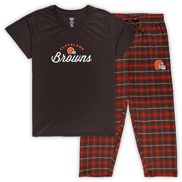 

Женский комплект для сна: футболка и брюки в клетку Cleveland Browns plus size Unbranded