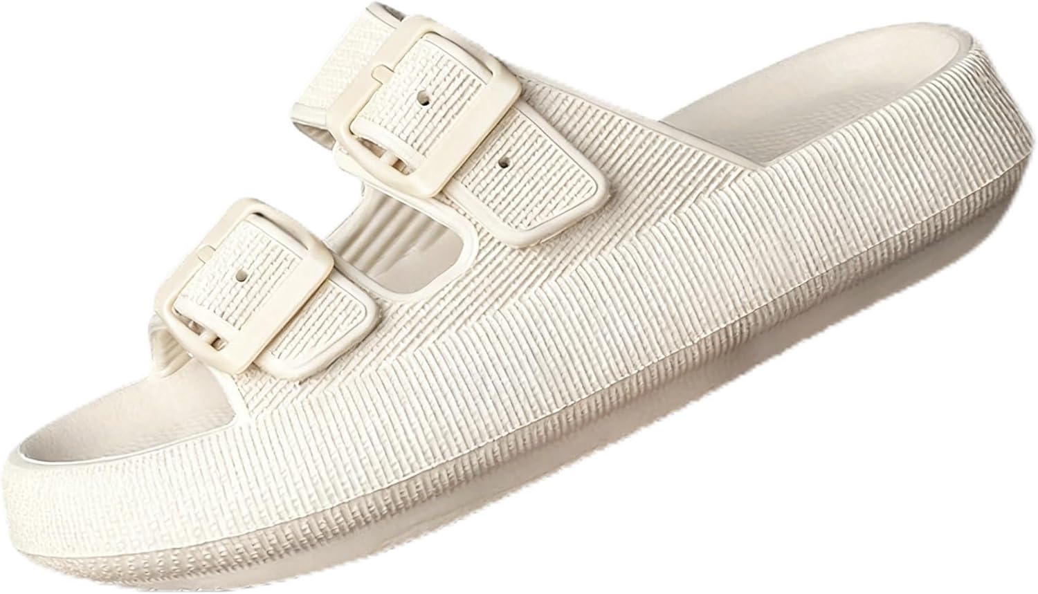 

Унисекс шлепанцы ASHALI с регулируемой подушкой - с двойной пряжкой, EVA, облачные сандалии с толстой подошвой для комфорта дома и на улице, бежевый