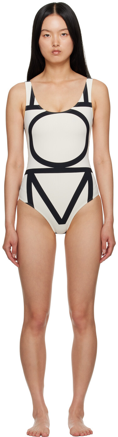 

Слитный купальник Off-White & Black с монограммой TOTEME