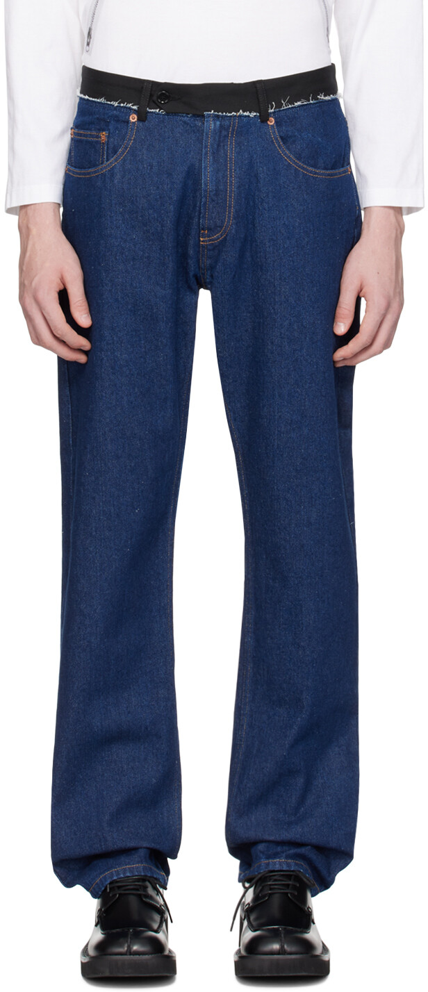 

Синие джинсы на молнии Mm6 Maison Margiela, цвет Blue