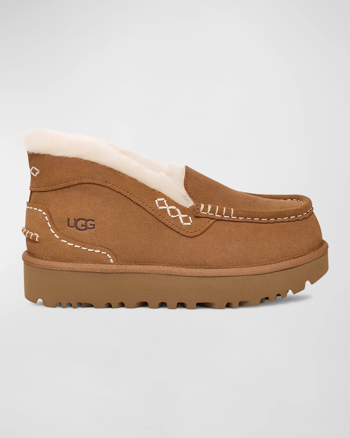 Замшевые лоферы из овчины Ansley Ugg, цвет Chestnut