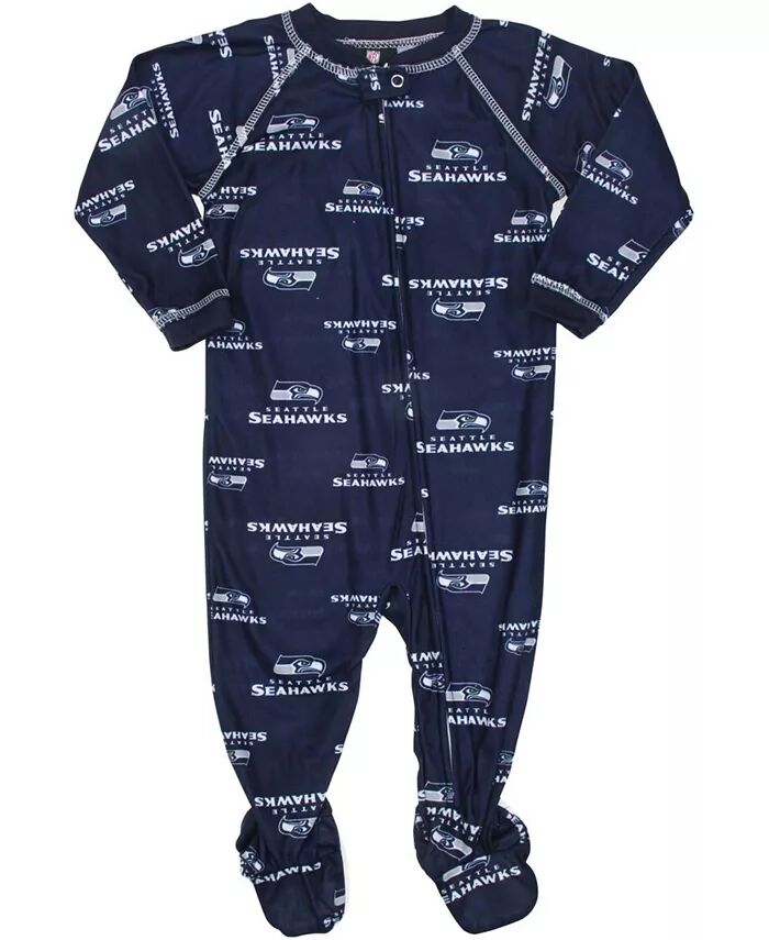 

Комбинезон Seattle Seahawks Infant с застежкой-реглан и кантом на молнии - темно-синий Outerstuff