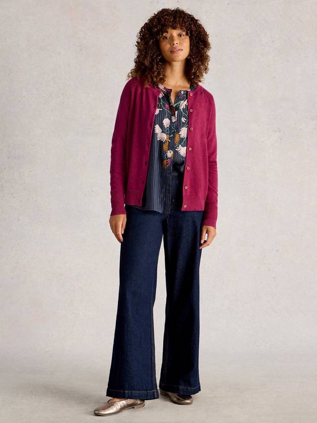 

Кардиган Lulu с длинными рукавами и круглым вырезом из хлопка White Stuff