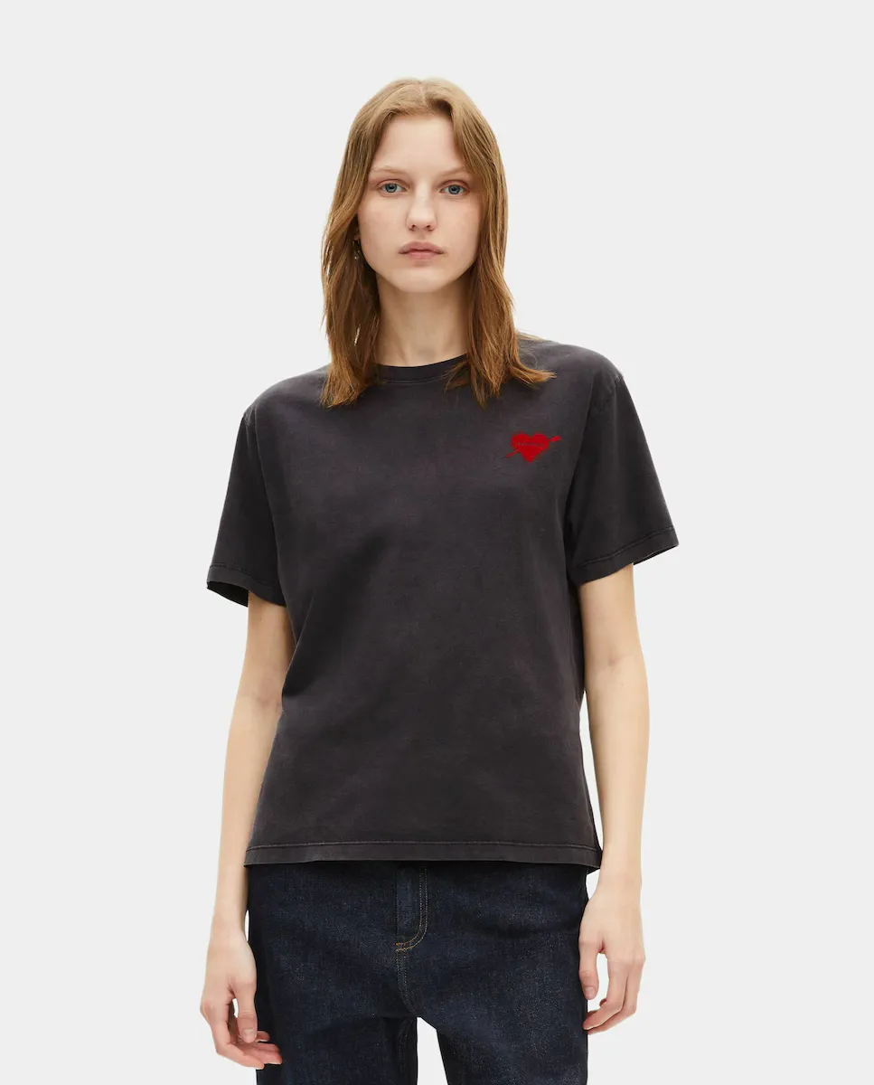 

Женская футболка с короткими рукавами и принтом в виде сердца The Kooples, черный