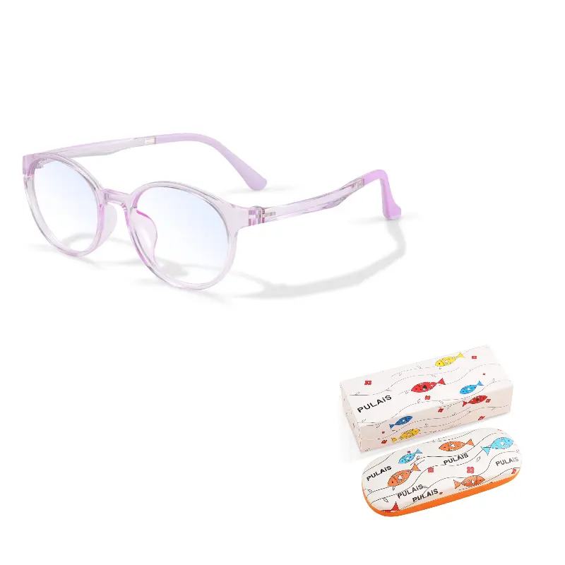 

PULAIS Пластиковая круглая оправа для очков детская, PR20028-R14 Transparent Light Purple