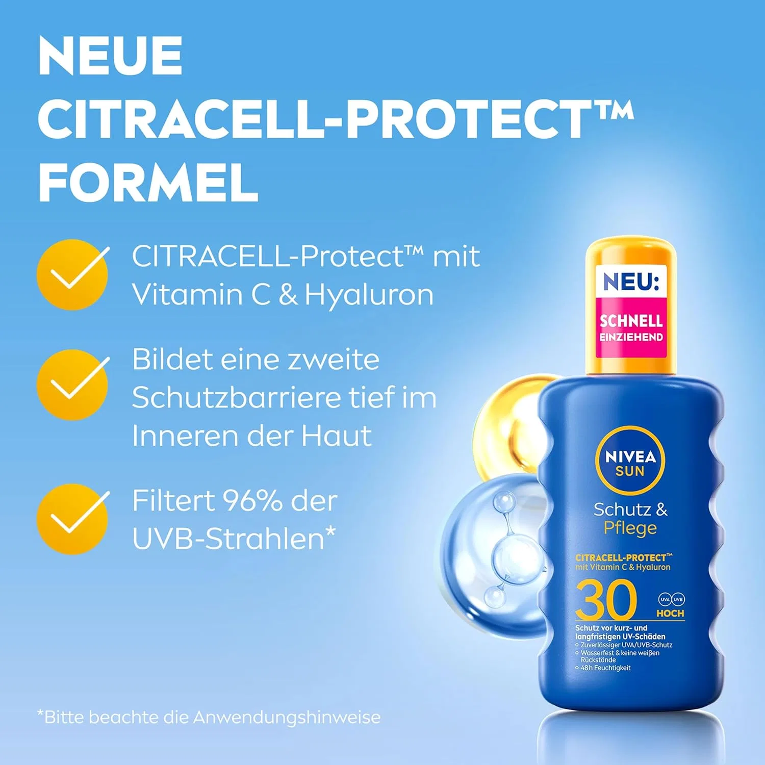 Водостойкий солнцезащитный спрей «Protection & Care SPF 30» от NIVEA SUN Nivea Sun — фото 3