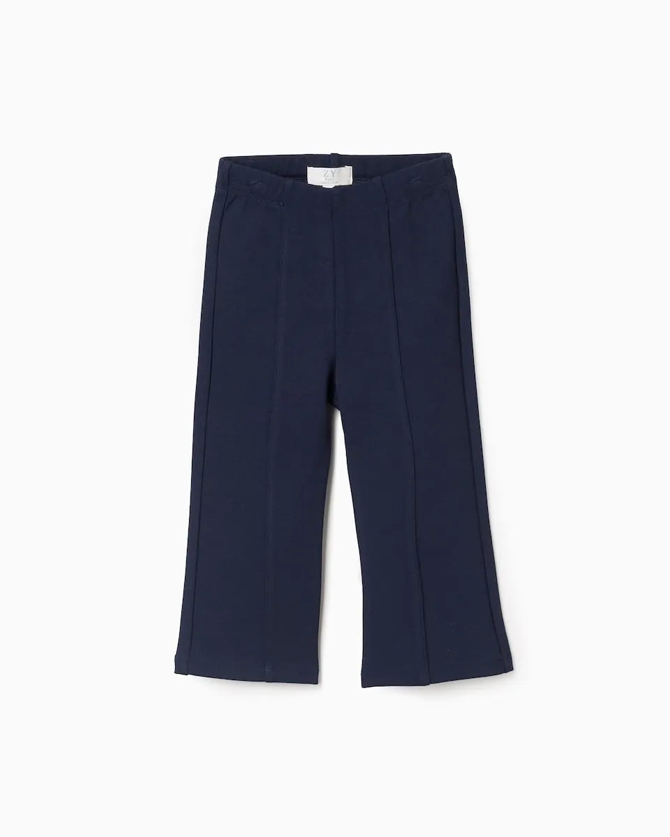 

Спортивные брюки для маленькой девочки свободного кроя из рибаны Zippy, темно-синий